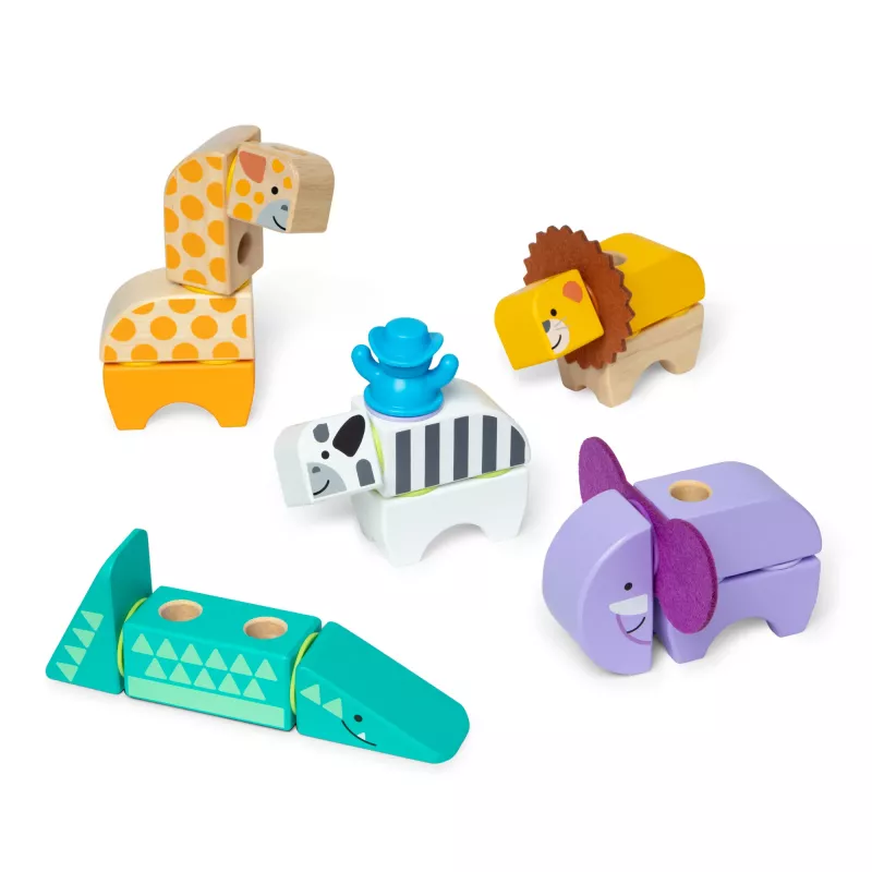 Constructiespeelset Spin Master Melissa & Doug Blockables Safari speelset – figuren en stapelbare blokken