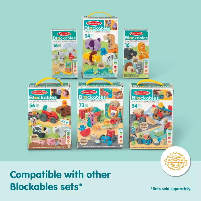 Constructiespeelset Spin Master Melissa & Doug Blockables Safari speelset – figuren en stapelbare blokken