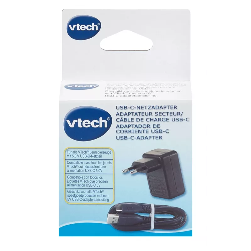 VTech USB-C-netadapter, 7,5 W, zwart, voor leerspeelgoed