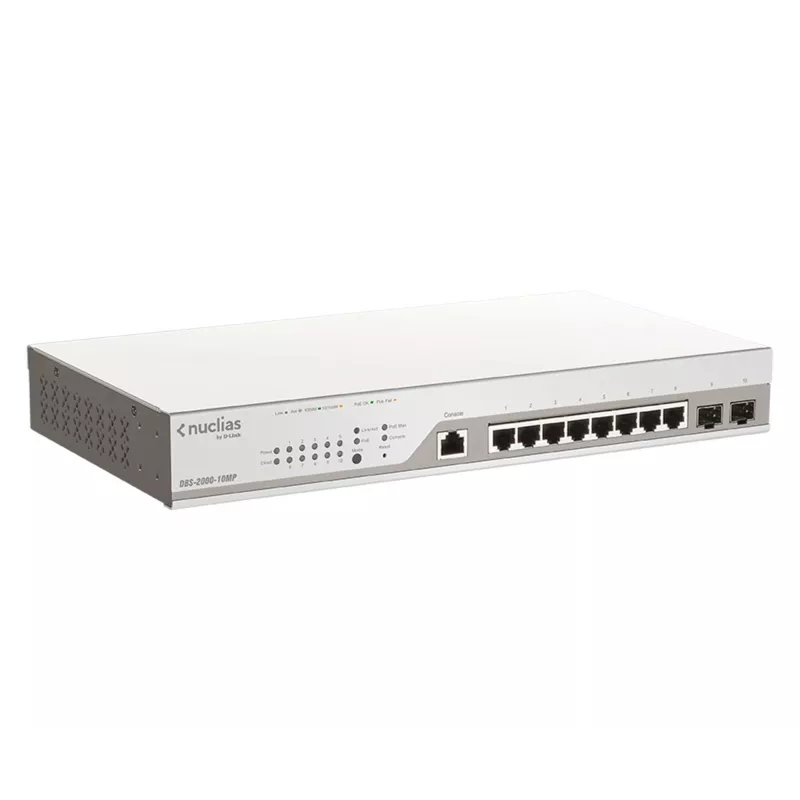 D-Link 10-poorts Gigabit PoE+ Nuclias Smart Managed Switch incl. 2x SFP-poorten