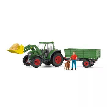 Tractor met aanhanger Schleich FARM WORLD 42608 zwart groen rood geel