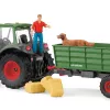 Tractor met aanhanger Schleich FARM WORLD 42608 zwart groen rood geel