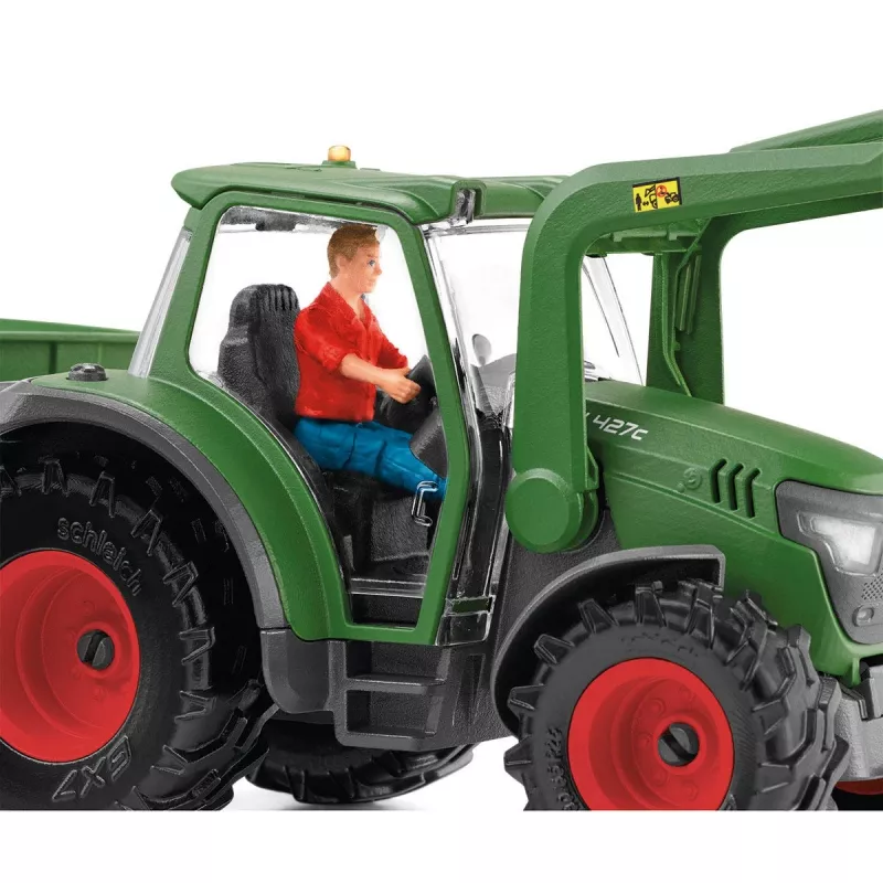 Tractor met aanhanger Schleich FARM WORLD 42608 zwart groen rood geel