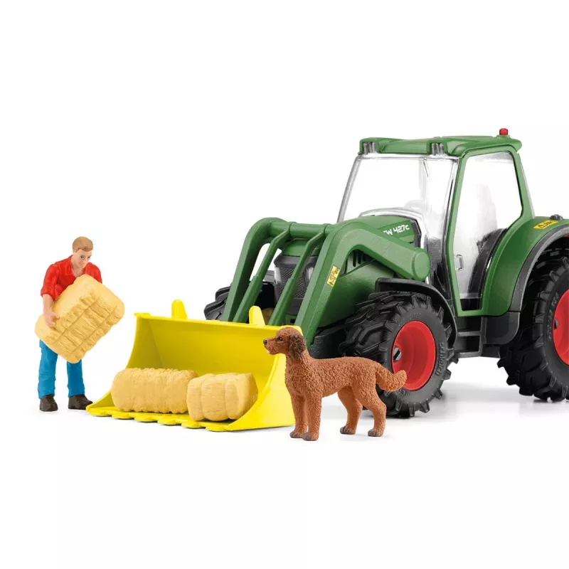 Tractor met aanhanger Schleich FARM WORLD 42608 zwart groen rood geel