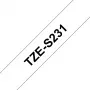 Labeltape Brother TZe-S231 12mm zwart op wit