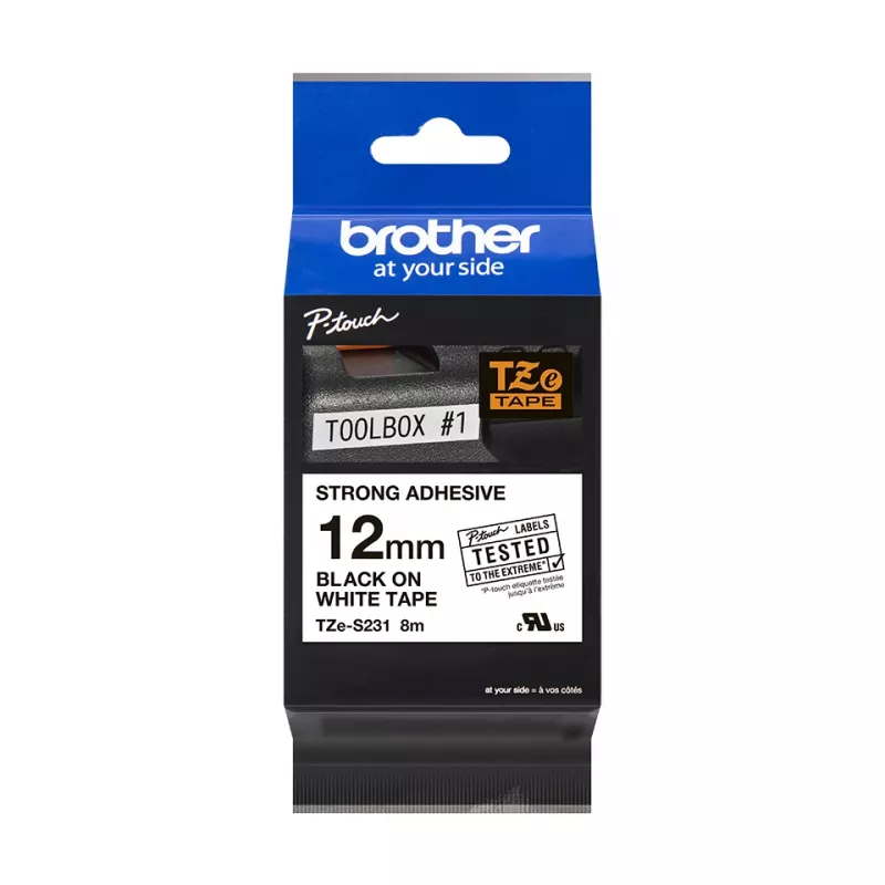 Labeltape Brother TZe-S231 12mm zwart op wit