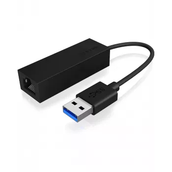 ICY BOX USB 3.0 Type-A naar RJ-45 ethernetpoort, bedraad, USB, ethernet, 1000 Mbit/s, zwart