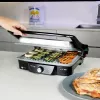 Contactgrill CECOTEC Rock'nGrill 2000 — 2000 W, rechthoekig, zwart/rvs, verstelbare thermostaat, 340×330×130 mm