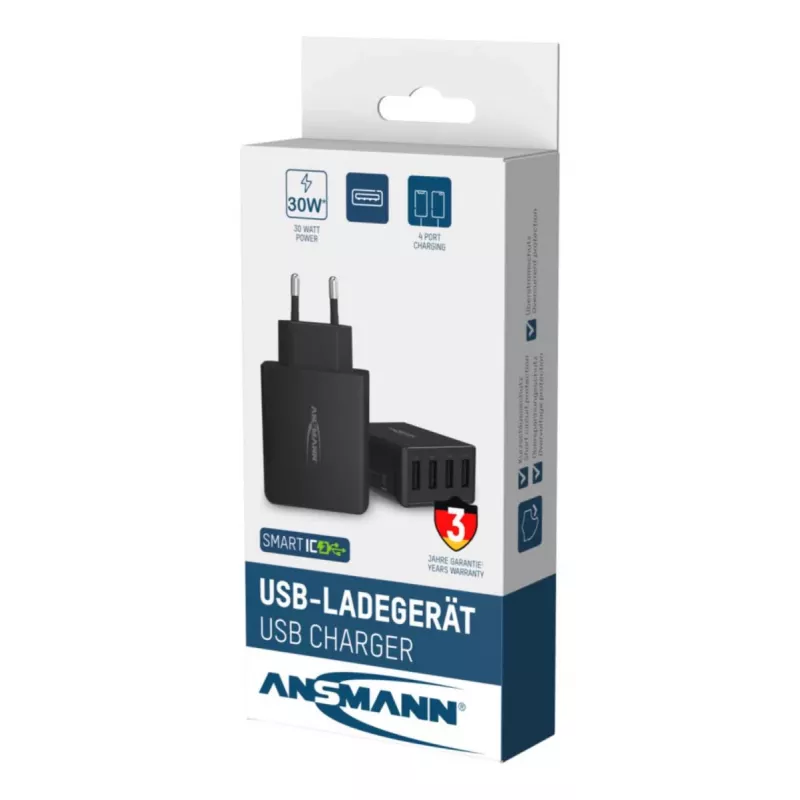 ANSMANN wand-USB-lader 4 poorten