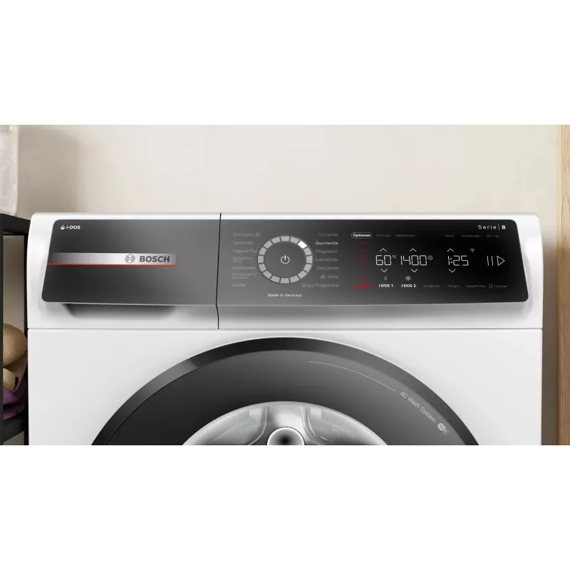 Bosch Serie 8 WGB244A40 voorlader wasmachine, 9 kg, 1400 tpm, i-Dos, wit/zwart