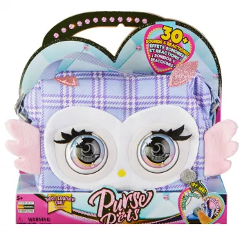 Purse Pets, Print Perfect Hoot Couture Owl, interactief speelgoed en handtas met meer dan 30 geluiden en reacties, speelgoed voor meisjes vanaf 5 jaar