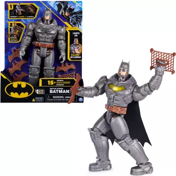 DC Comics, Battle Strike Batman 12-inch actiefiguur, 5 accessoires, 20+ geluiden, verzamelaars-kinderspeelgoed voor jongens en meisjes vanaf 3 jaar