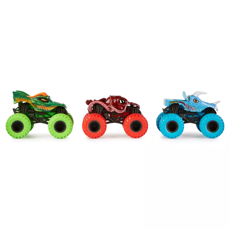 Monster Jam, Charged Beasts set, officieel, Dragon, Octon8er, Jurassic Attack, monstertrucks van spuitgietmetaal schaal 1:64, speelgoed voor jongens en meisjes vanaf 3 jaar