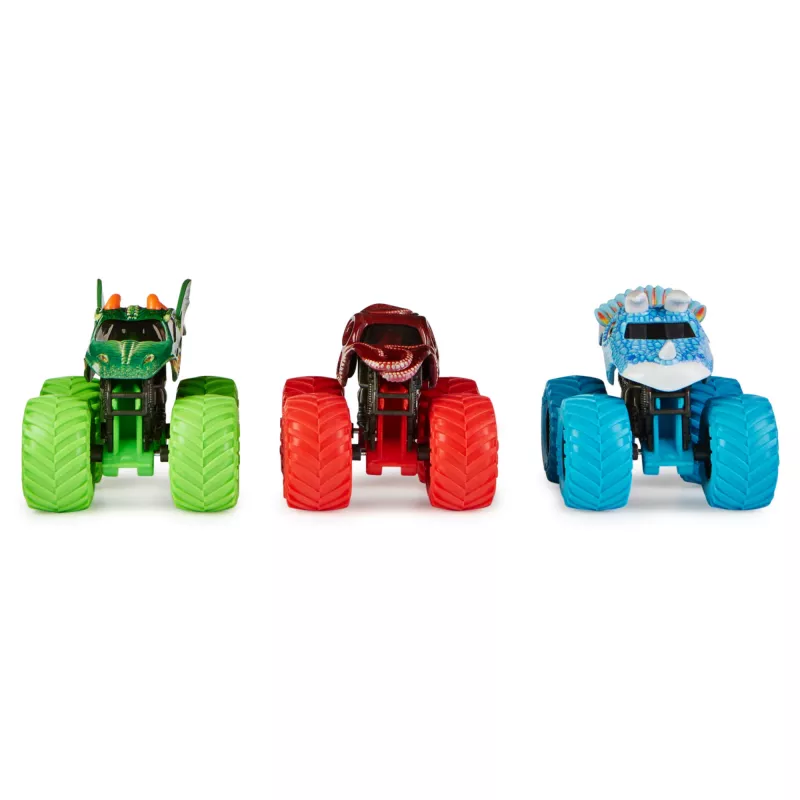 Monster Jam, Charged Beasts set, officieel, Dragon, Octon8er, Jurassic Attack, monstertrucks van spuitgietmetaal schaal 1:64, speelgoed voor jongens en meisjes vanaf 3 jaar