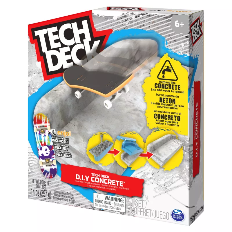 Tech Deck DIY herbruikbare modelbouwpakket van beton met exclusieve Enjoi fingerboard, rail, vormen, skatepark-kit, kinderspeelgoed voor jongens en meisjes vanaf 6 jaar