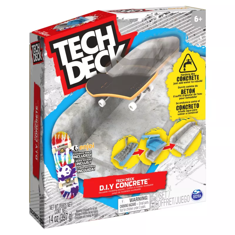 Tech Deck DIY herbruikbare modelbouwpakket van beton met exclusieve Enjoi fingerboard, rail, vormen, skatepark-kit, kinderspeelgoed voor jongens en meisjes vanaf 6 jaar