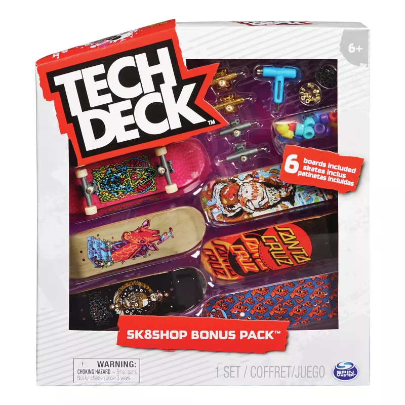 Tech Deck, Sk8shop Fingerboard Bonus Pack, verzamelbare en aanpasbare mini-skateboards (stijlen kunnen variëren)