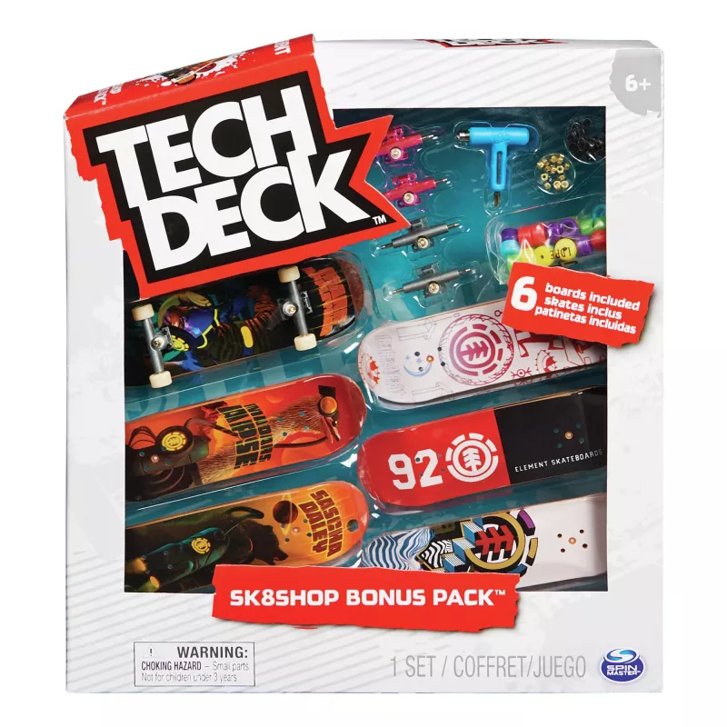 Tech Deck, Sk8shop Fingerboard Bonus Pack, verzamelbare en aanpasbare mini-skateboards (stijlen kunnen variëren)