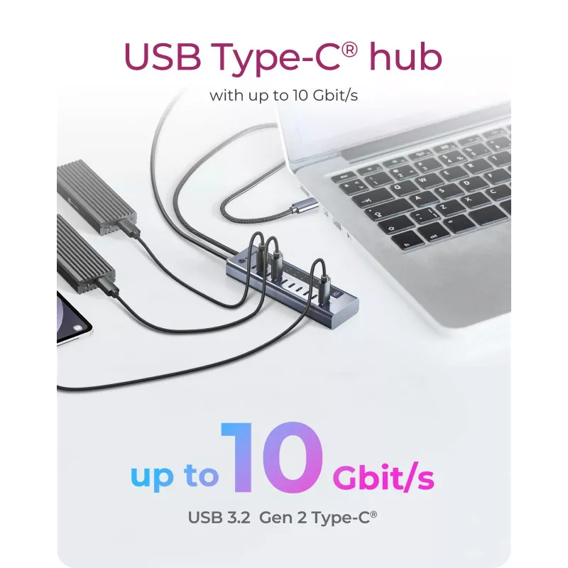USB-hub icybox IB-HUB1450-C31 — 10 poorten, USB 3.2