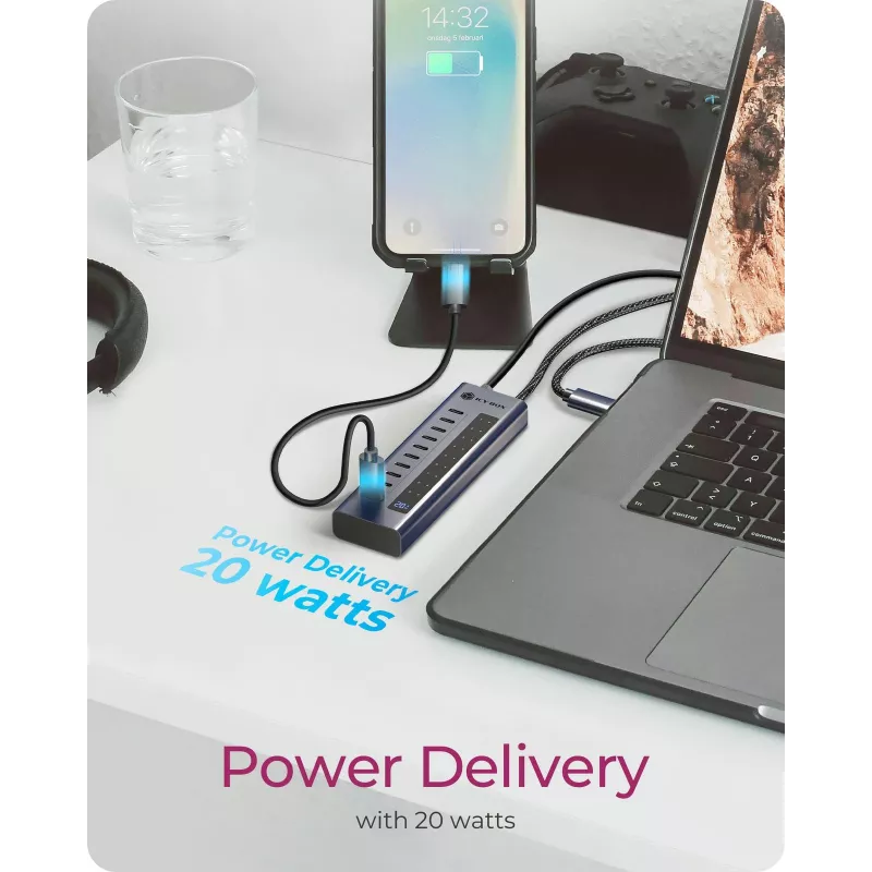USB-hub icybox IB-HUB1450-C31 — 10 poorten, USB 3.2