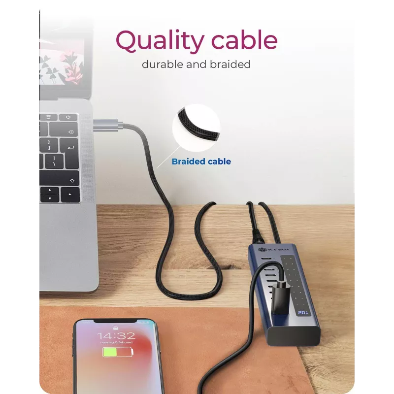 USB-hub icybox IB-HUB1450-C31 — 10 poorten, USB 3.2