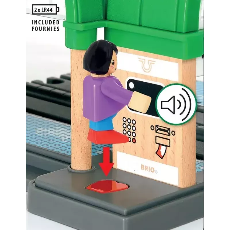 BRIO World 33649 Hoofdstation met kaartjesautomaat, Groen/Grijs