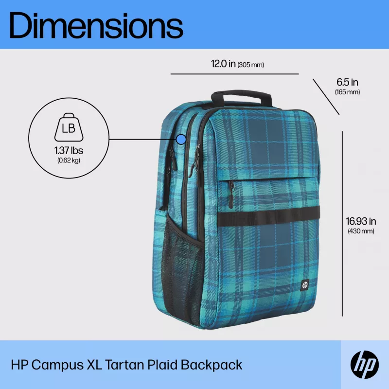 HP Campus XL Tartan Plaid rugzak, 620 g