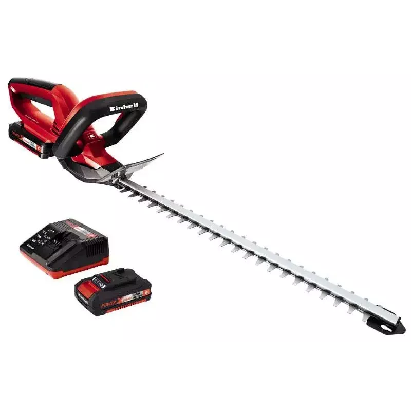 Einhell GE-CH 1846 Li Kit accuheggenschaar, 18 V, 2,0 Ah li-ionaccu, dubbel mes, 52 cm snijlengte, rood/zwart