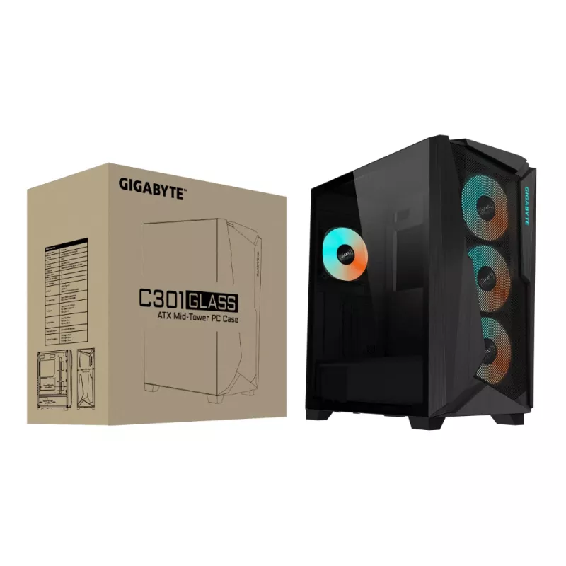 GIGABYTE C301 GLASS midi tower zwart