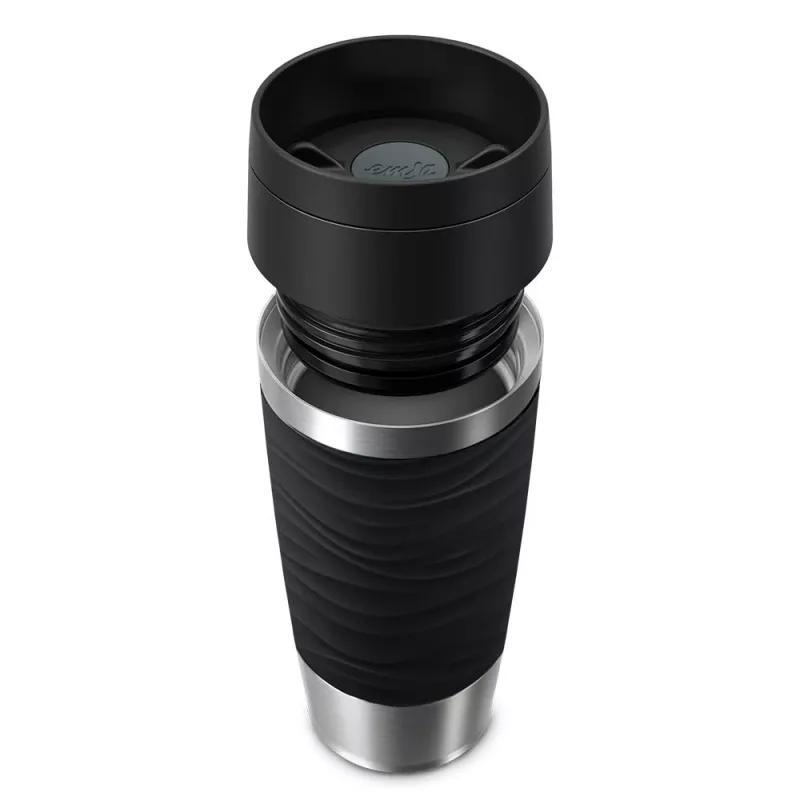 EMSA Travel Mug Waves 360 ml zwart roestvrij staal reisbeker