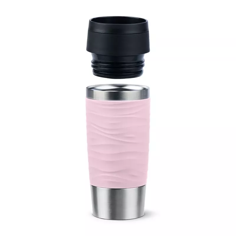 EMSA Travel Mug Waves 360 ml roze roestvrijstalen reisbeker