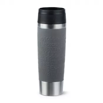 Reisbeker EMSA Classic Grande 500 ml — grijs roestvrij staal, siliconen deksel, polypropyleen deksel, Ø 8,3 cm × 240 mm
