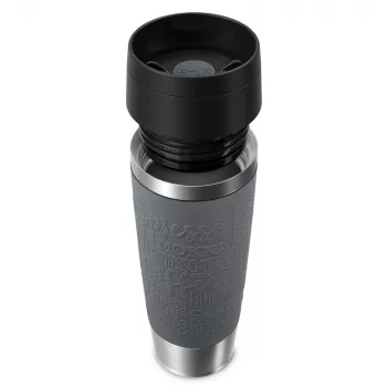 Reisbeker EMSA Classic Grande 500 ml — grijs roestvrij staal, siliconen deksel, polypropyleen deksel, Ø 8,3 cm × 240 mm