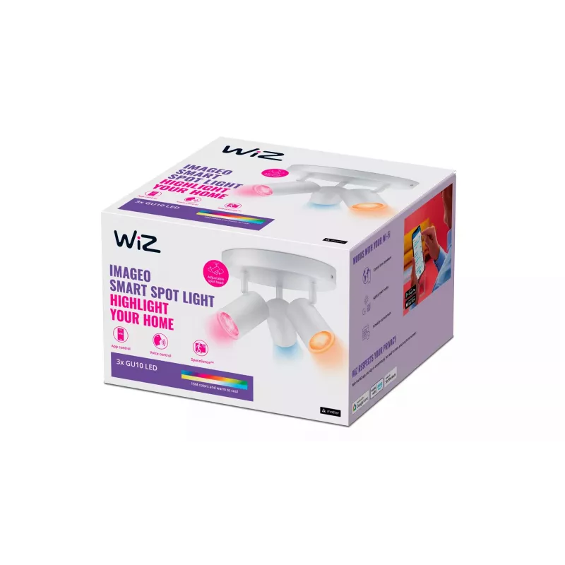 Smart lichtspot WiZ IMAGEO 3-voudig verstelbare spot ronde plaat wit