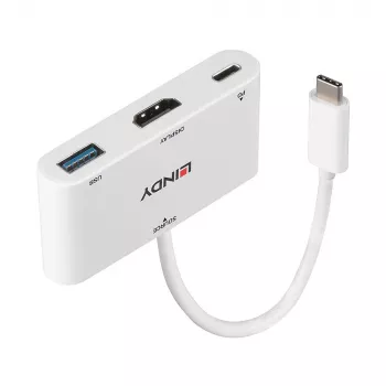 Lindy USB 3.2 Type-C naar HDMI-converter met USB Type-A-poort en Power Delivery