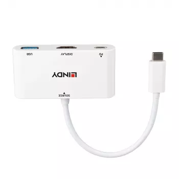Lindy USB 3.2 Type-C naar HDMI-converter met USB Type-A-poort en Power Delivery