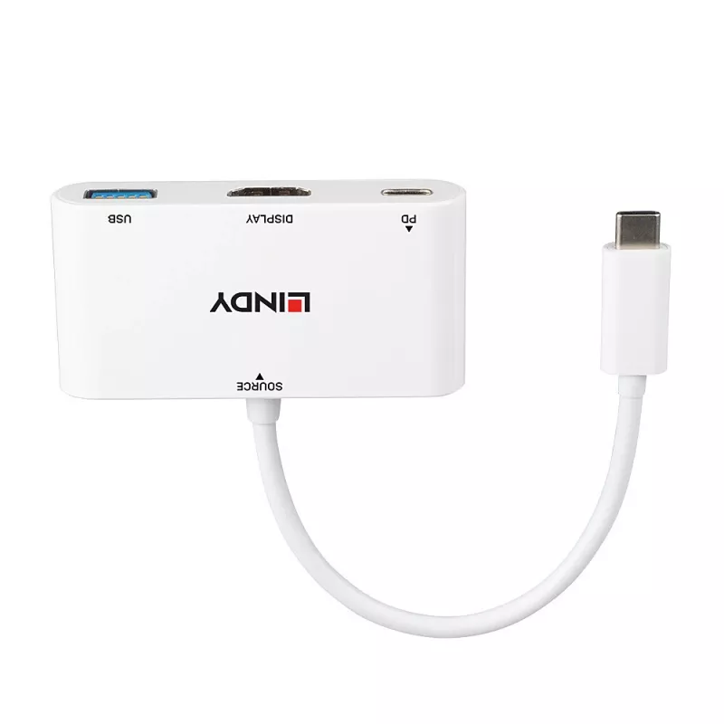 Lindy USB 3.2 Type-C naar HDMI-converter met USB Type-A-poort en Power Delivery