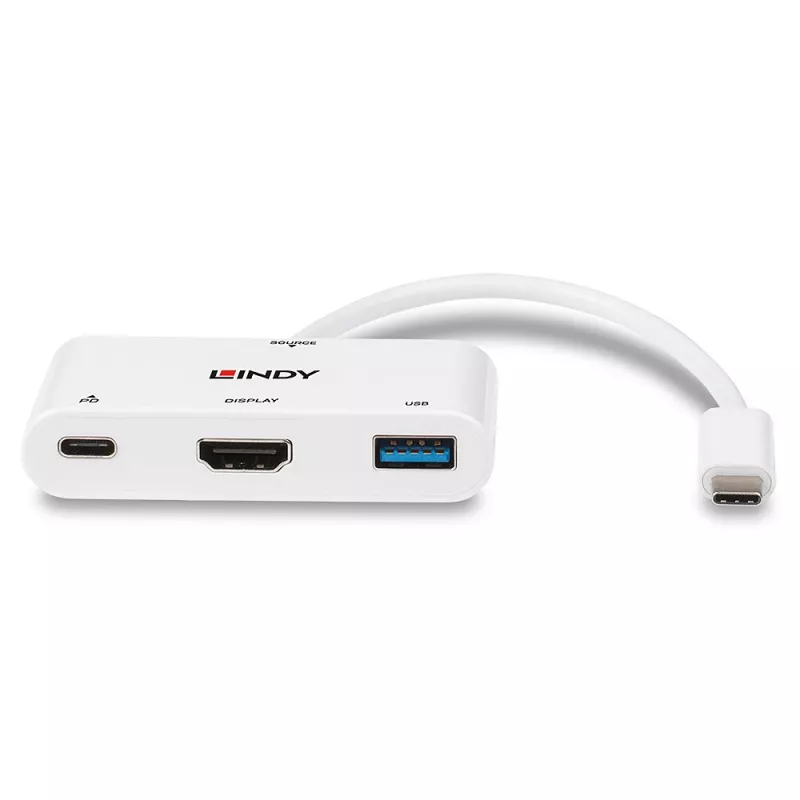 Lindy USB 3.2 Type-C naar HDMI-converter met USB Type-A-poort en Power Delivery