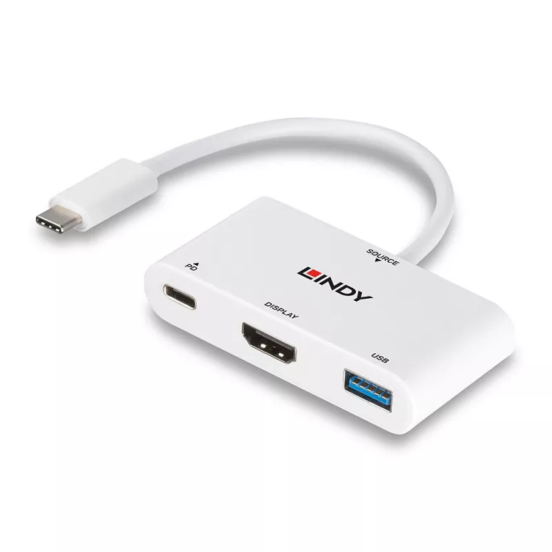 Lindy USB 3.2 Type-C naar HDMI-converter met USB Type-A-poort en Power Delivery