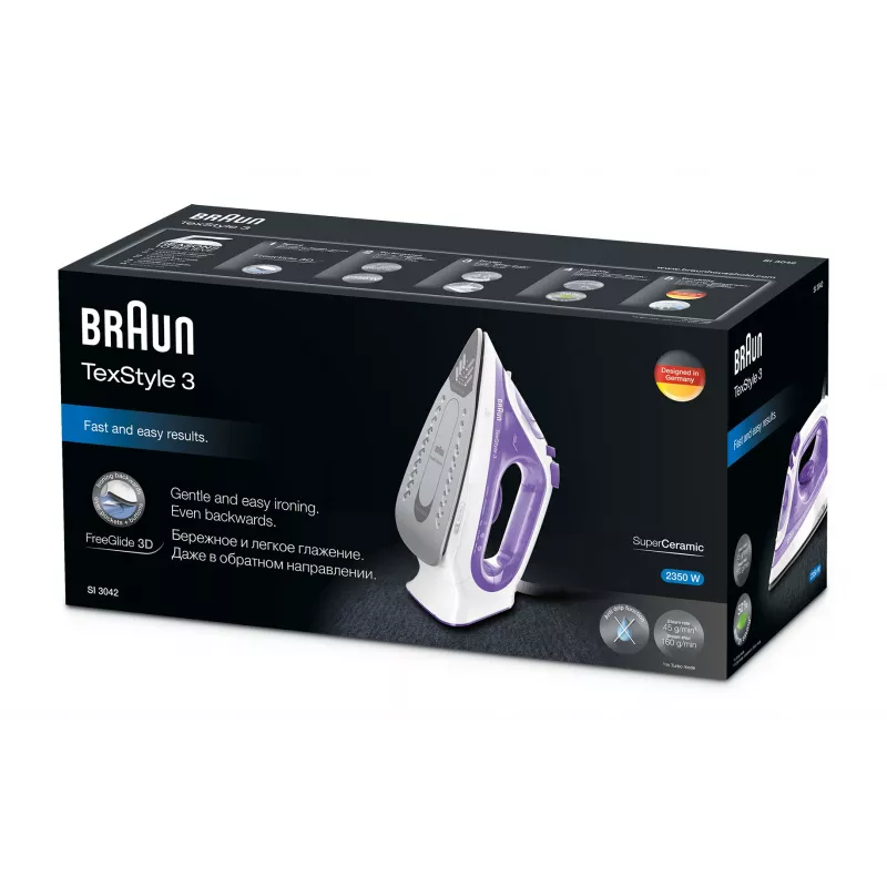 Braun TexStyle 3 SI3042VI strijkijzer keramische zool 2350 W paars, zilver, wit