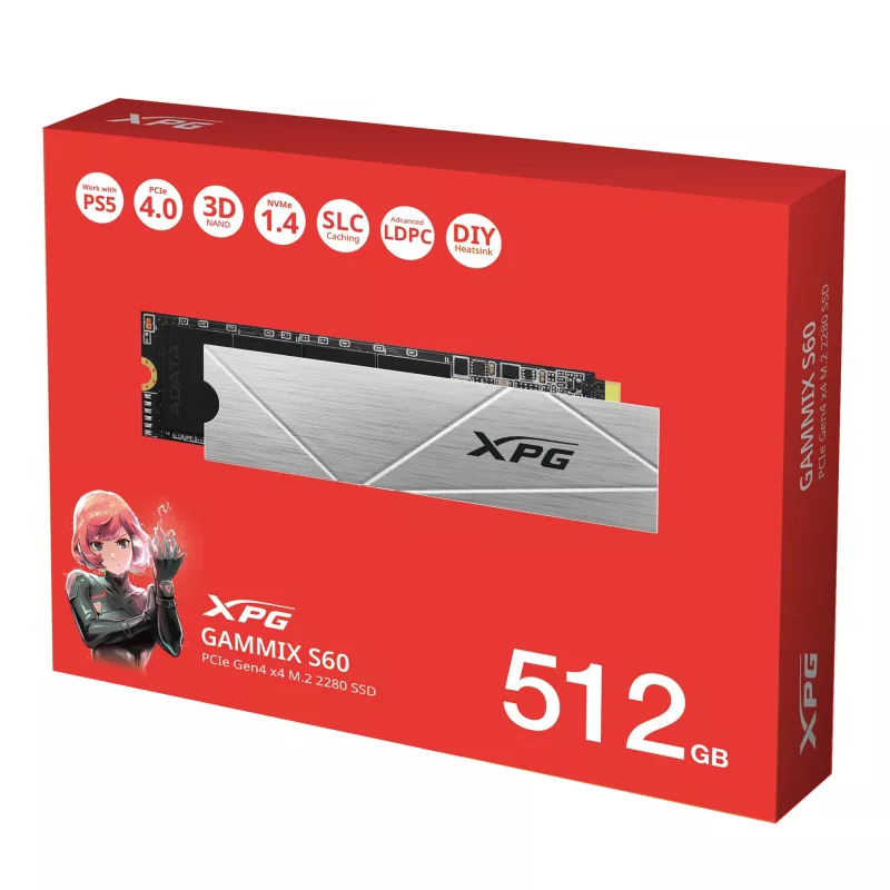 SSD-schijf ADATA 512 GB M.2 PCI Express 4.0 NVMe GAMMIX S60