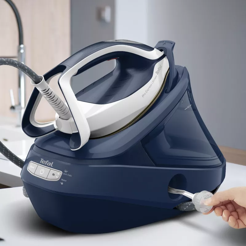 Tefal Pro Express Ultimate II GV9720 stoomgenerator strijkijzer, 3000 W, 1,2 l, Durilium Airglide Autoclean Ultra Thin zoolplaat, blauw/wit