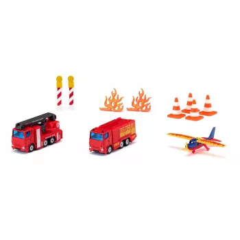 Siku cadeauset brandweer, brandweerauto, 3 jaar, metaal, kunststof, zwart, oranje, rood, wit