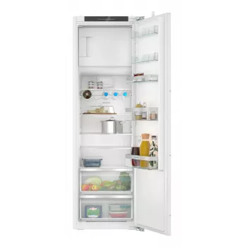 Inbouw koel-vriescombinatie Siemens iQ300 KI82LVFE0 — 280 L totaal, 246 L koelgedeelte, 34 L vriesgedeelte boven, wit, rechtsdraaiend