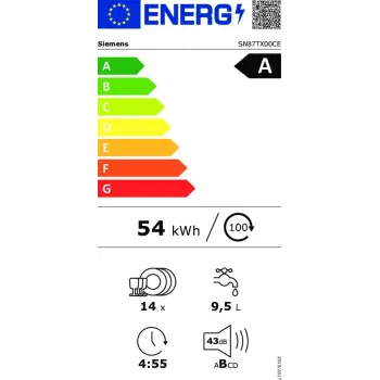 Siemens iQ700 SN87TX00CE vaatwasser volledig geïntegreerd 14 couverts