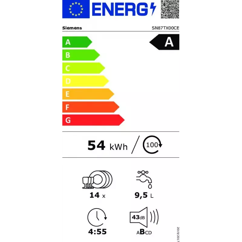 Siemens iQ700 SN87TX00CE vaatwasser volledig geïntegreerd 14 couverts