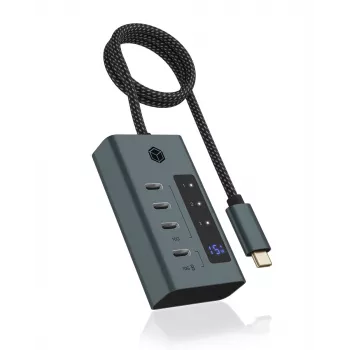 ICY BOX IB-HUB1454-C31 USB 3.2 Gen 1 (3.1 Gen 1) Type-C 10000 Mbit/s blauw, grijs