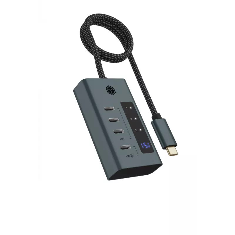 ICY BOX IB-HUB1454-C31 USB 3.2 Gen 1 (3.1 Gen 1) Type-C 10000 Mbit/s blauw, grijs