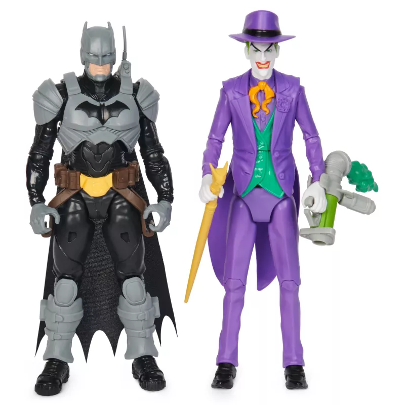 DC Comics, Batman Adventures, Batman vs The Joker actiefiguren-set, 2 figuren, 12 harnasaccessoires, 30,5 cm superheldenspeelgoed voor jongens en meisjes