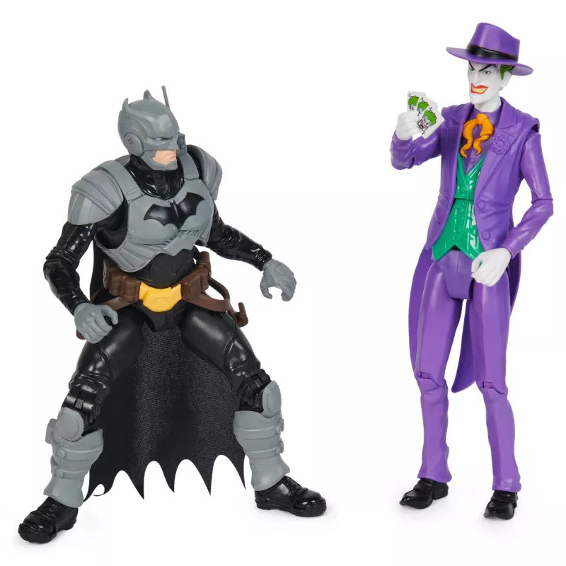 DC Comics, Batman Adventures, Batman vs The Joker actiefiguren-set, 2 figuren, 12 harnasaccessoires, 30,5 cm superheldenspeelgoed voor jongens en meisjes